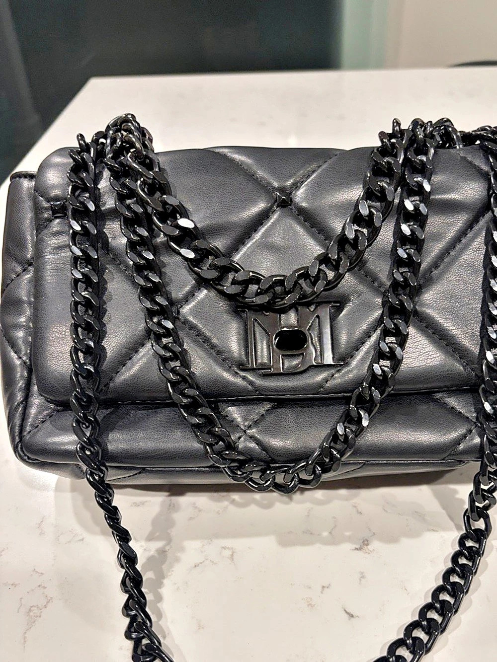 Badley Mishka NWOT Quilted Chain Shoulder Bag in Black